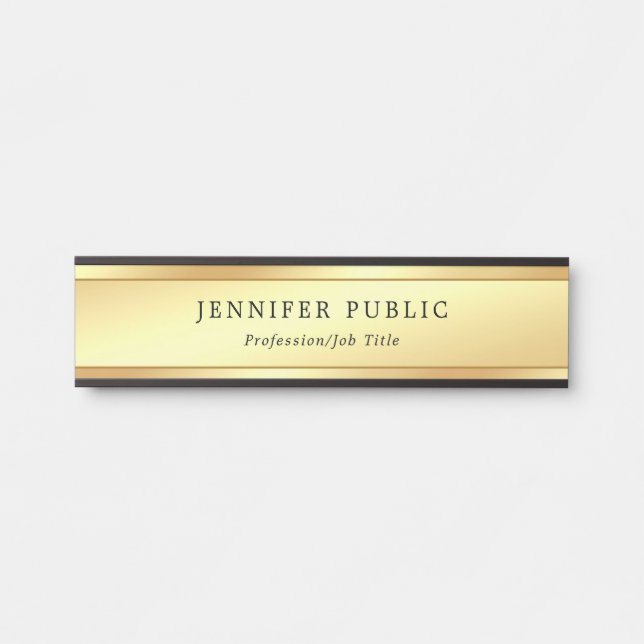 Glamour Modern Gold Look Template Sophisticated Door Sign (Front)
