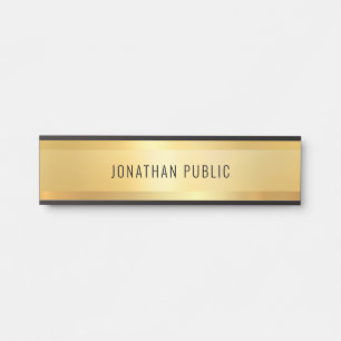 Glamour Modern Minimalist Black And Gold Template Door Sign