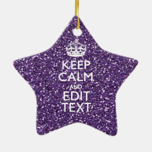 Glamour Purple Keep Calm Personalised Ceramic Tree Decoration