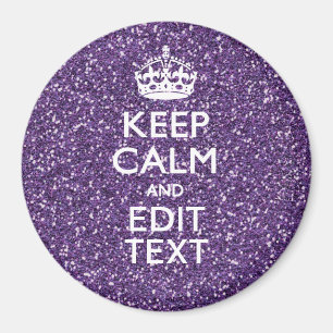 Glamour Purple Keep Calm Personalised Magnet