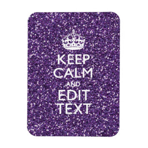Glamour Purple Keep Calm Personalised Magnet