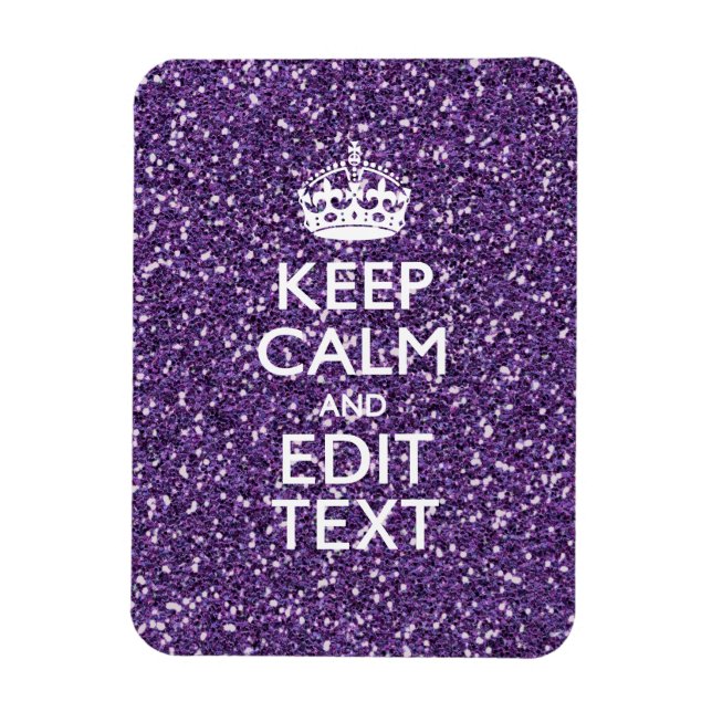 Glamour Purple Keep Calm Personalised Magnet (Vertical)