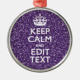 Glamour Purple Keep Calm Personalised Metal Tree Decoration