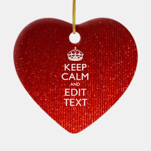 Glamour Red Festive Personalised Keep Calm Ceramic Tree Decoration (Back)