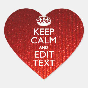Glamour Red Festive Personalised Keep Calm Heart Sticker