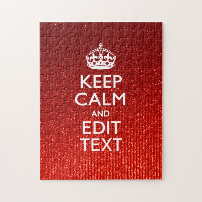 Glamour Red Festive Personalised Keep Calm Jigsaw Puzzle (Vertical)