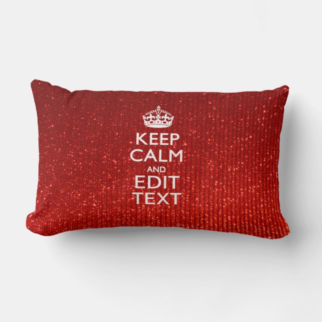 Glamour Red Festive Personalised Keep Calm Lumbar Cushion (Front)