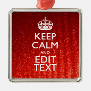 Glamour Red Festive Personalised Keep Calm Metal Tree Decoration