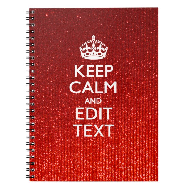Glamour Red Festive Personalised Keep Calm Notebook (Front)