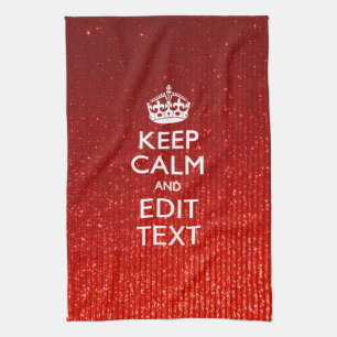 Glamour Red Festive Personalised Keep Calm Tea Towel