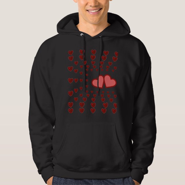 Glamour Red Glitter sparkles Heart pattern  Hoodie (Front)