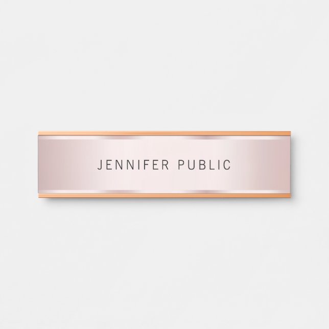 Glamour Rose Gold Elegant Name Home House Door Sign (Front)