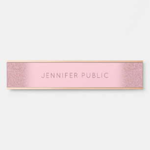 Glamour Rose Gold Glitter Template Elegant Modern Door Sign