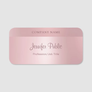 Glamour Rose Gold Modern Elegant Script Template Name Tag