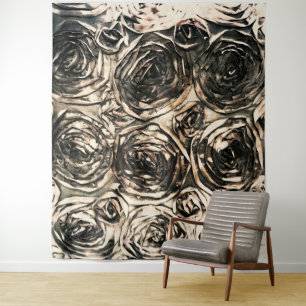 Glamour Roses Gold Bronze Floral Glam Tapestry