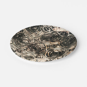 Glamour Roses Gold Bronze Rustic Floral Glam Paper Plate