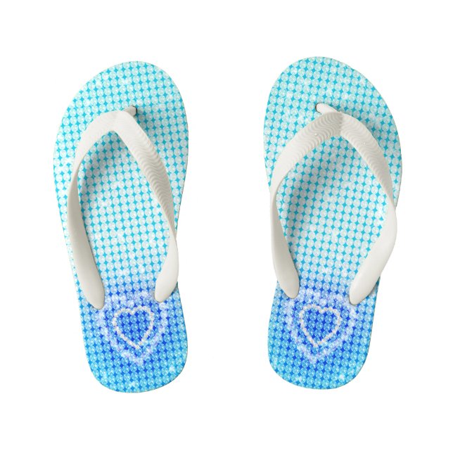 Glamour Sea Blue Diamond  Kid's Flip Flops (Footbed)