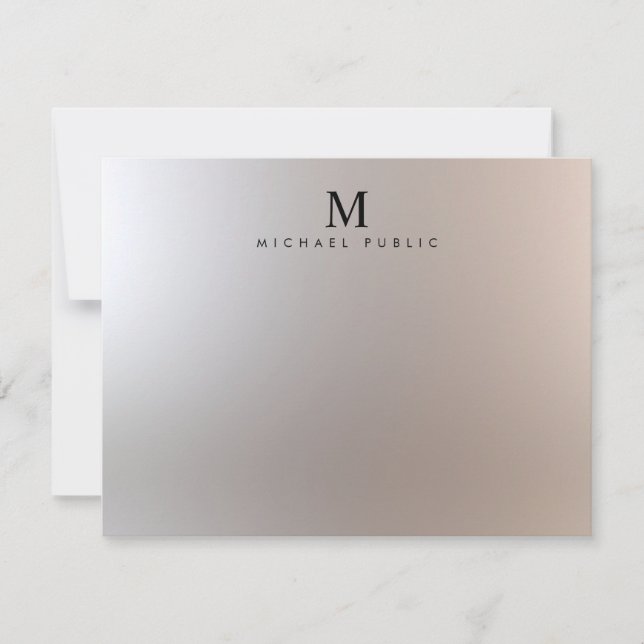 Glamour Silver Custom Modern Elegant Monogram Card (Front)