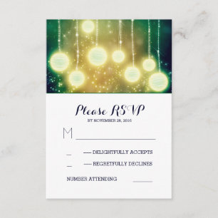glamour string light lanterns wedding RSVP cards
