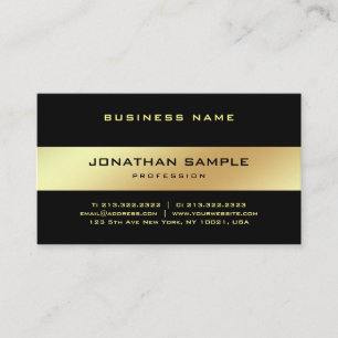 Glamour Stylish Black Gold Elegant Golden Plain Business Card