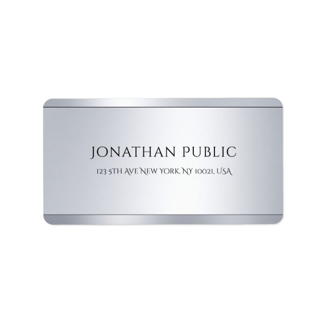 Glamour Template Professional Silver Modern Chic Label (Front)