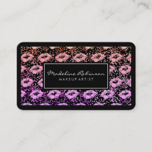 Glamour Vibrant Glitter Kisses Specks Black Border Business Card