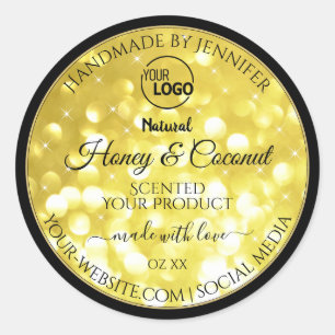 Glamour Yellow Gold Glitter Logo Product Labels