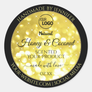 Glamour Yellow Gold Glitter Logo Product Labels