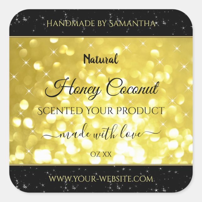 Glamour Yellow Gold Sparkle Glitter Product Labels (Front)