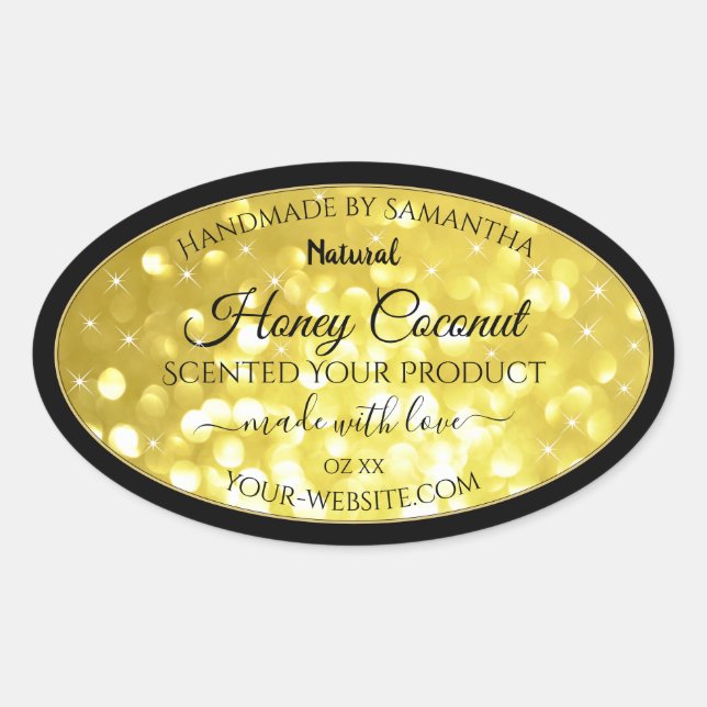 Glamour Yellow Gold Sparkle Glitter Product Labels (Front)