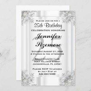 Glamourous 00th Birthday Design in White Invitation