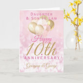 Glamourous 10th wedding Anniversary Daughter Son Card (Yellow Flower)