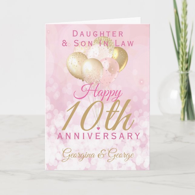 Glamourous 10th wedding Anniversary Daughter Son Card (Front)