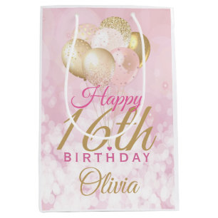 Glamourous 16th Birthday Balloon Medium Gift Bag