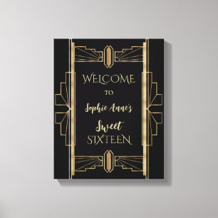 Glamourous 1920's Great Gatsby Art Deco SWEET 16   Canvas Print