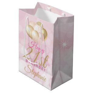 Glamourous 21st Birthday Balloon Medium Gift Bag