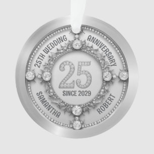 Glamourous 25th Wedding Anniversary Ornament