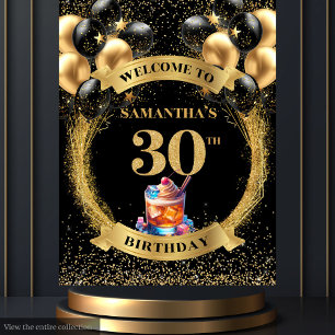 Glamourous 30th Birthday Cocktail Party Backdrop Tapestry