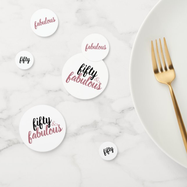 Glamourous 50 & Fabulous Rose Gold Blush Pink Confetti (Group)