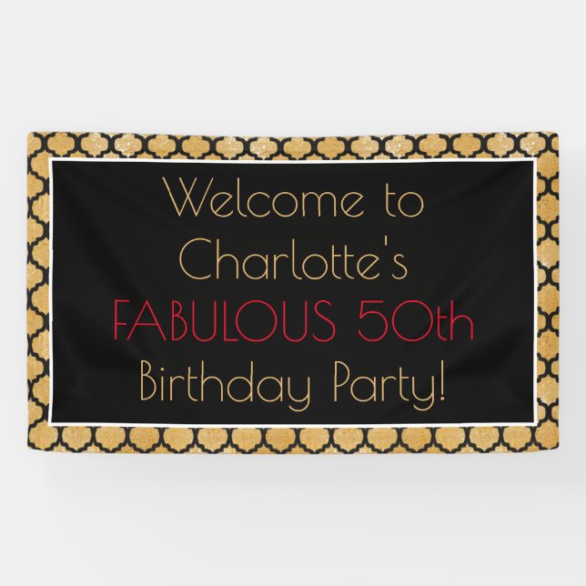 Glamourous 50th Birthday Banner (Horizontal)