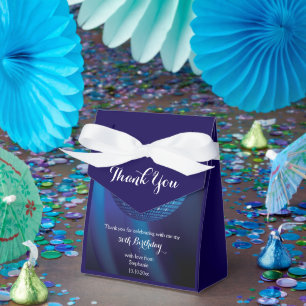 Glamourous 50th Birthday Blue Party Disco Ball Favour Box