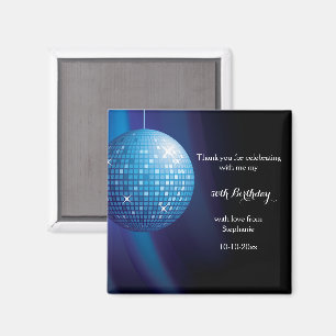 Glamourous 50th Birthday Blue Party Disco Ball Magnet
