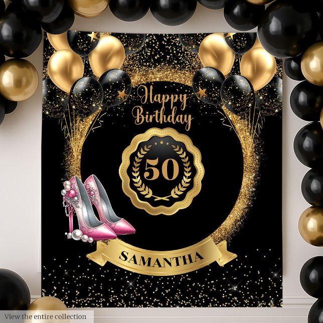 Glamourous 50th Birthday Rose Gold High Heels Tapestry (Glamorous 50th Birthday Rose Gold High Heels Tapestry)