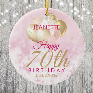 Glamourous 70th Birthday Balloon Ceramic Tree Decoration