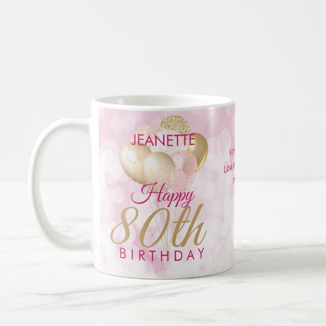 Glamourous 80th Birthday Balloon Coffee Mug (Left)
