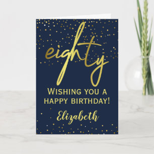 Glamourous 80th Birthday Navy Gold Card
