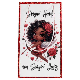 Glamourous African American Cupid Small Gift Bag