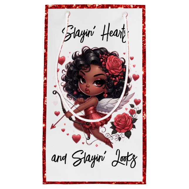 Glamourous African American Cupid Small Gift Bag (Front)