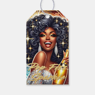 Glamourous African American Woman Birthday/NYE Gift Tags