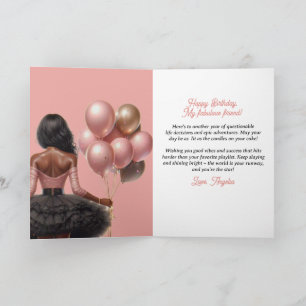 Glamourous African American Woman Pink Birthday Card